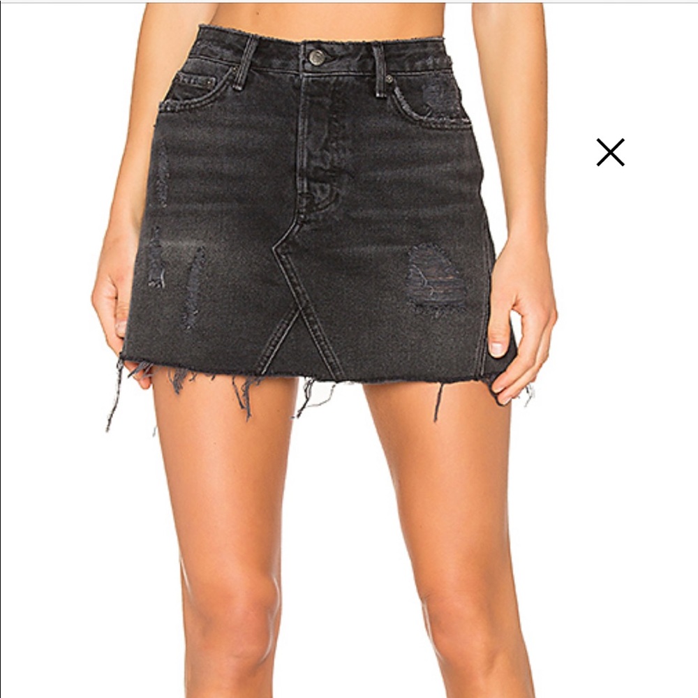 Grlfrnd Eva black denim hotel California skirt 25 - Picture 1 of 12